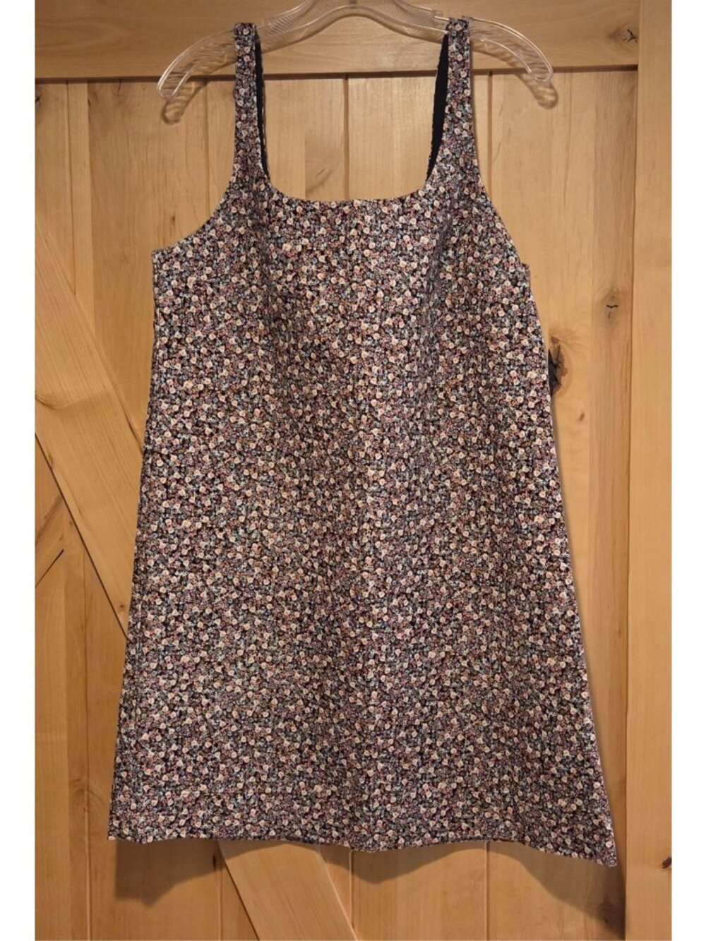 H&M Ditsy Floral Corduroy Women's Sz M Sleeveless Tunic Dress Cute Cottage Mini